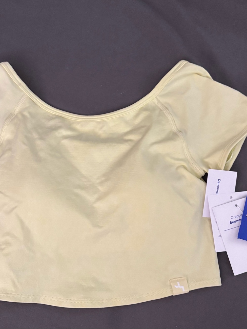 JoyLab Pale Yellow Scoop-Neck Cropped Top